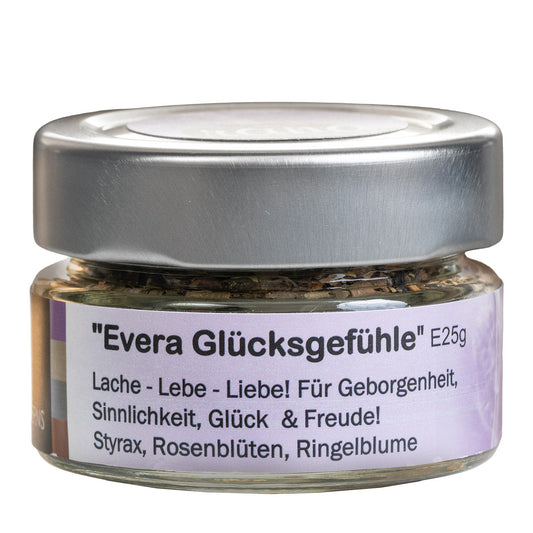 Räuchermischung Evera – lebensfroh, sinnlich & herzerwärmend (Glas)