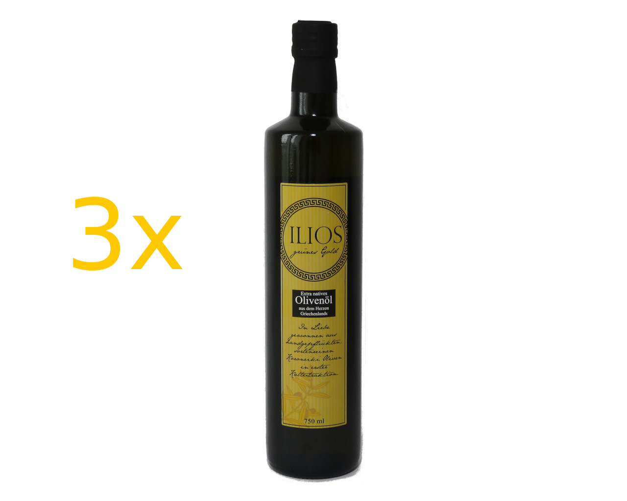 ILIOS Extra natives Olivenöl Dreier Paket (3 Flaschen à 750ml)