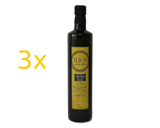 ILIOS Extra natives Olivenöl Dreier Paket (3 Flaschen à 750ml)