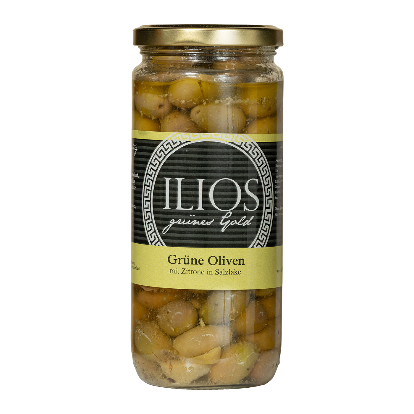 Grüne Oliven mit Zitrone